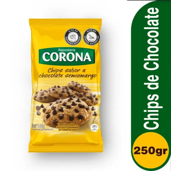 CHIPS DE CHOCOLATE CORONA 250 GRS