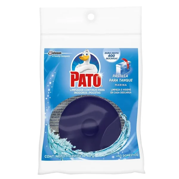 LIMPIADOR INODOROS PATO 40 GRS TANQUE PASTILLA AZUL