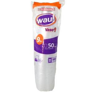 VASO PLASTICO WAU 9 OZ X50 UNDS TRANSPARENTE