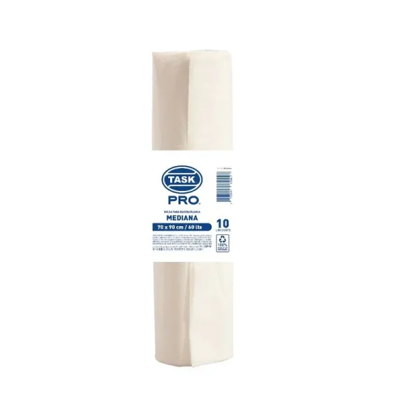BOLSA BASURA INDUSTRIAL ROLLO TASK PRO X10 (70X90 CM) BLANCA CAL 1.8