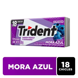 CHICLE TRIDENT 5S 18X8.5 GRS SIN AZUCAR MORA AZUL