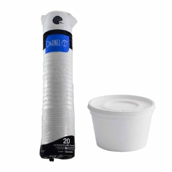 CONTENEDOR ICOPOR DARNEL 16 OZ X20 UNDS CON TAPA PLASTICA D701601NLS