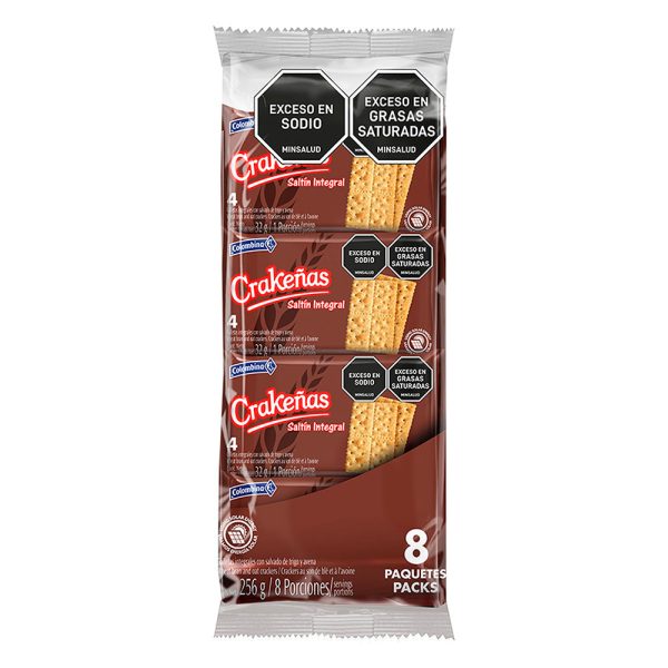 GALLETA CRAKEÑAS COLOMBINA 8X4 UNDS SALTIN INTEGRAL PORCIONADA 2590