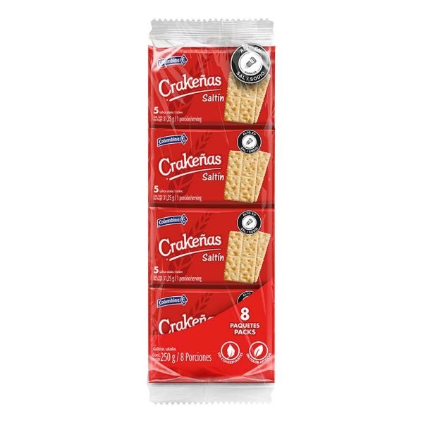 GALLETA CRAKEÑAS COLOMBINA 8X4 UNDS SALTIN PORCIONADA 20536