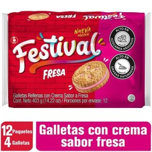 GALLETA FESTIVAL 12X4 UNDS FRESA