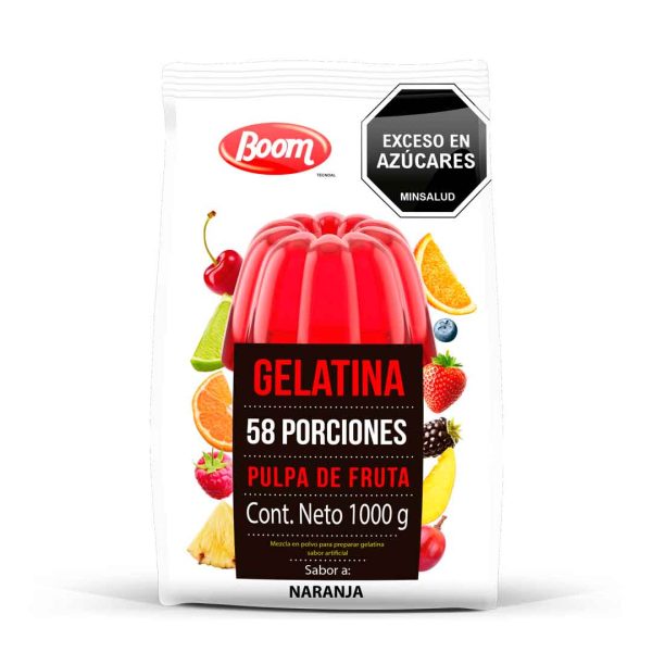 GELATINA BOOM AZUCARADA X 1000 GR NARANJA