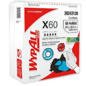 LIMPION WYPALL X60 DOBLADOS LISO 50 PAÑOS BLANCO 30243120