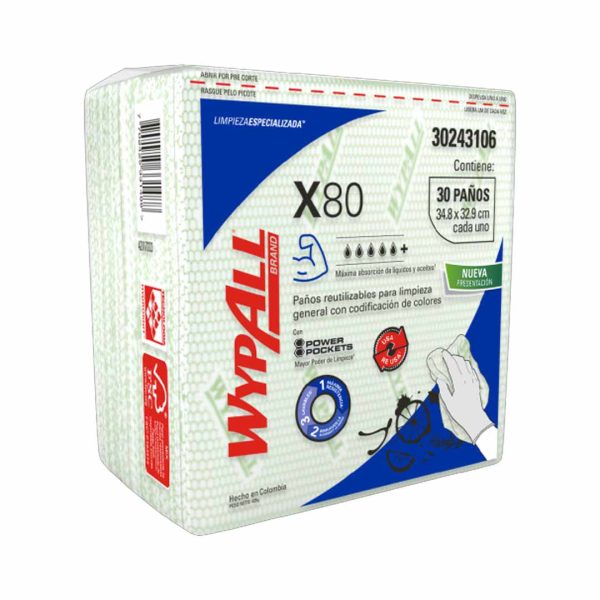 LIMPION WYPALL X80 PLUS 30 PAÑOS 30243106 VERDE