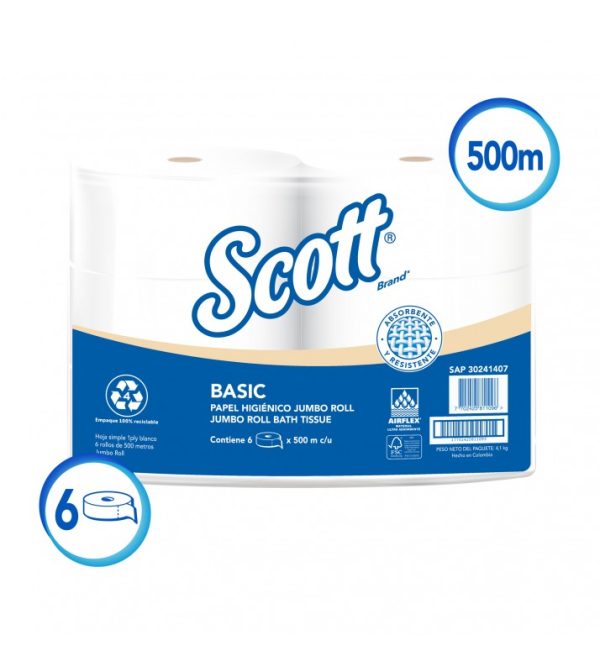 PAPEL H SCOTT BASIC 6X500 MTS 30241407 BLANCO HS