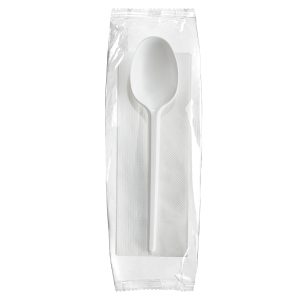 SET CUCHARA SOPERA + SERVILLETA TAMI BLANCO DSCT01