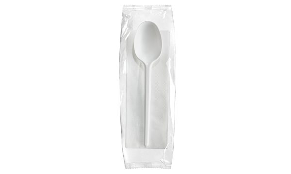 SET CUCHARA SOPERA + SERVILLETA TAMI BLANCO DSCT01