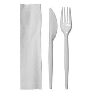 SET TENEDOR + CUCHILLO + SERVILLETA BISTROT BLANCO DSAFH01