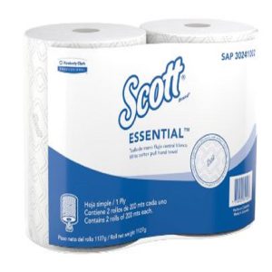 TOALLA DE MANOS SCOTT 2X200 MTS 30241002 ROLLO FLUJO CENTRAL HS BLANCA