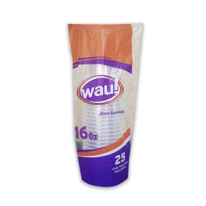 VASO PLASTICO WAU 16 OZ X25 UDS TRANSPARENTE