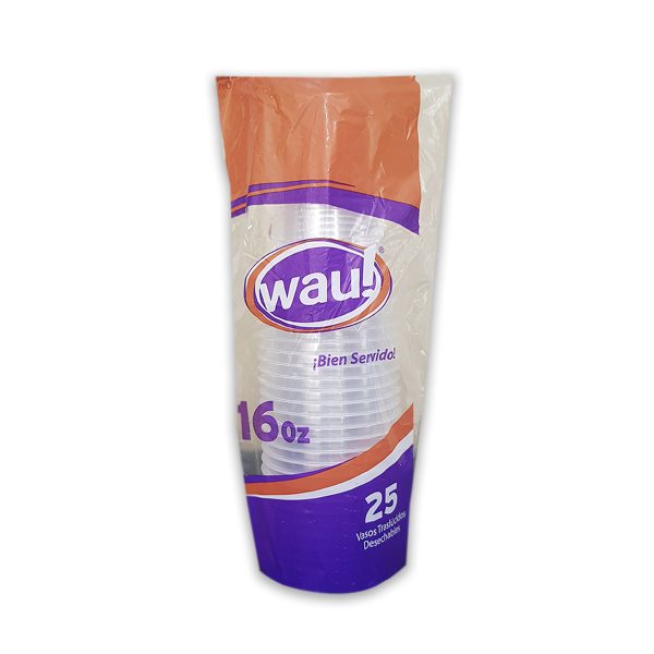 VASO PLASTICO WAU 16 OZ X25 UDS TRANSPARENTE