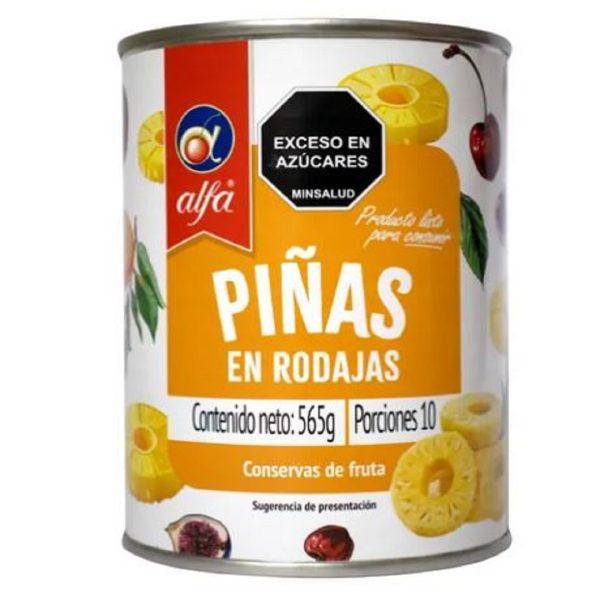 PIÑA EN RODAJAS ALFA 565 GRS