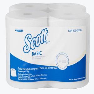 TOALLA DE MANOS SCOTT 4X200MTS 30245396 BLANCA BASIC PRECORTADA