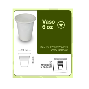 VASO BIODEGRADABLE EMBIDIA 6 OZ X20 UDS