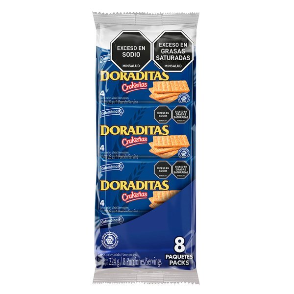 GALLETA CRAKEÑAS COLOMBINA 8X4 UNDS DORADITAS PORCIONADA 2584