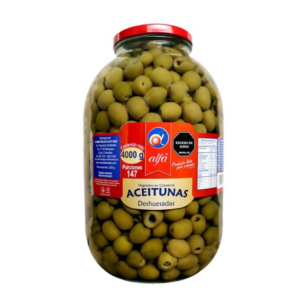 ACEITUNA ALFA 4000 GRS INSTITUCIONAL DESHUESADA
