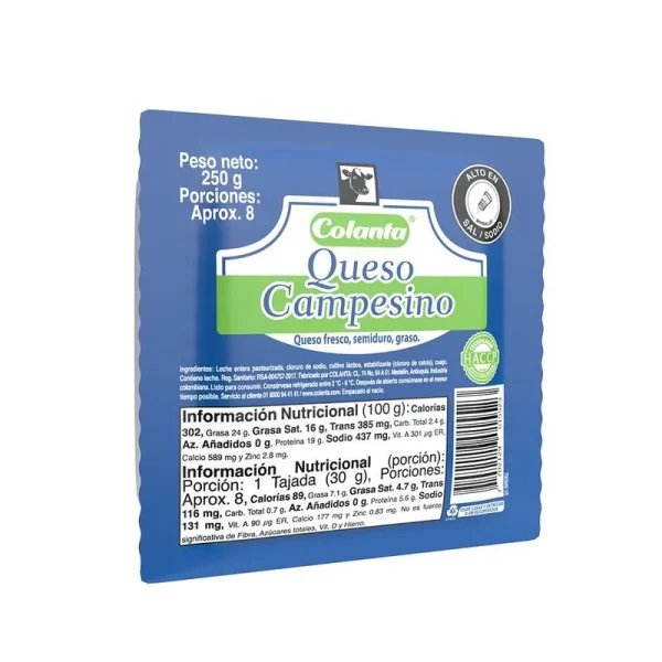 QUESO COLANTA 250 GRS CAMPESINO (ENC)