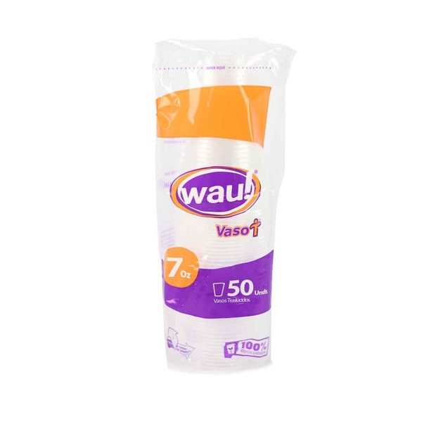 VASO PLASTICO WAU 7 OZ X50 UNDS TRANSPARENTE