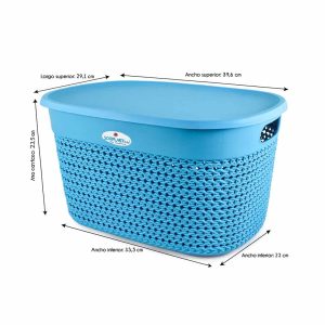 CAJA ORGANIZADORA PLASTICA FLORAL OVALADA CON TAPA PREMIUM 12 LITROS (26X29X35) 0025