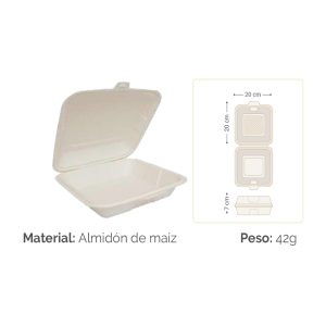 PORTACOMIDA BIODEGRADABLE ECOGREEN SIN DIV PC1 X100 UDS (WFH-28)